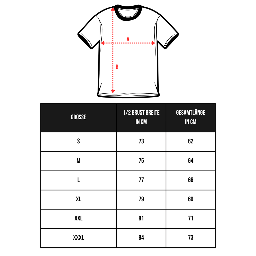 Größentabelle für Signature Bodybuilding Oversize Shirt Männer